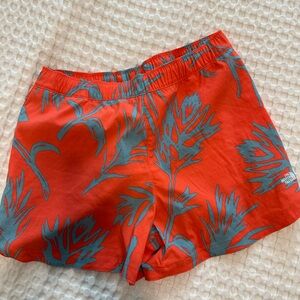 The North Face Orange and Blue Athletic Shorts Quick-Dry Hiking sz M EUC